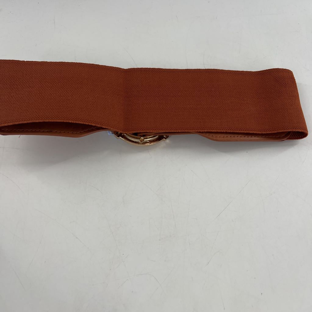 stretchy brown belt w/ gold buckle
