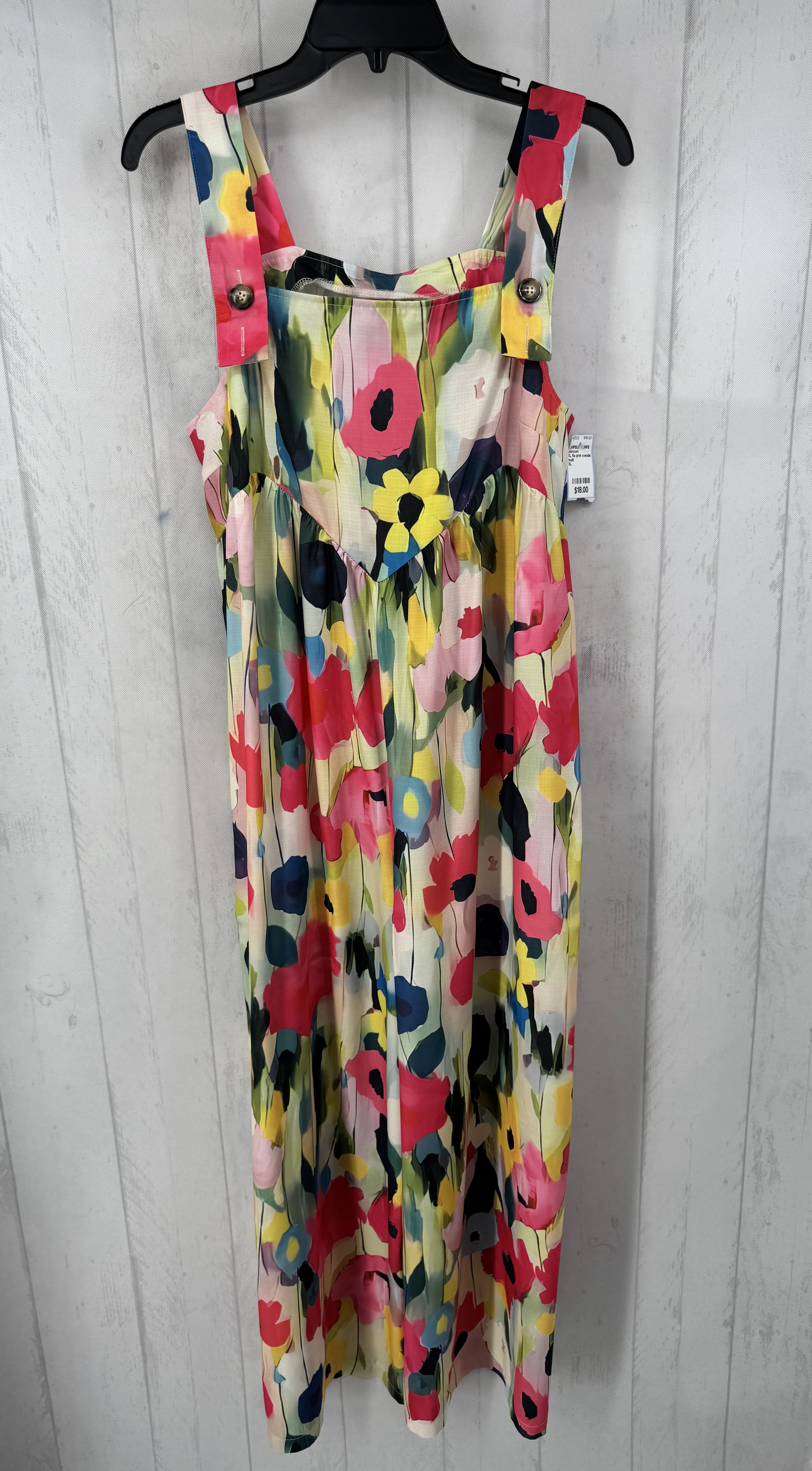 XL flo print overalls
