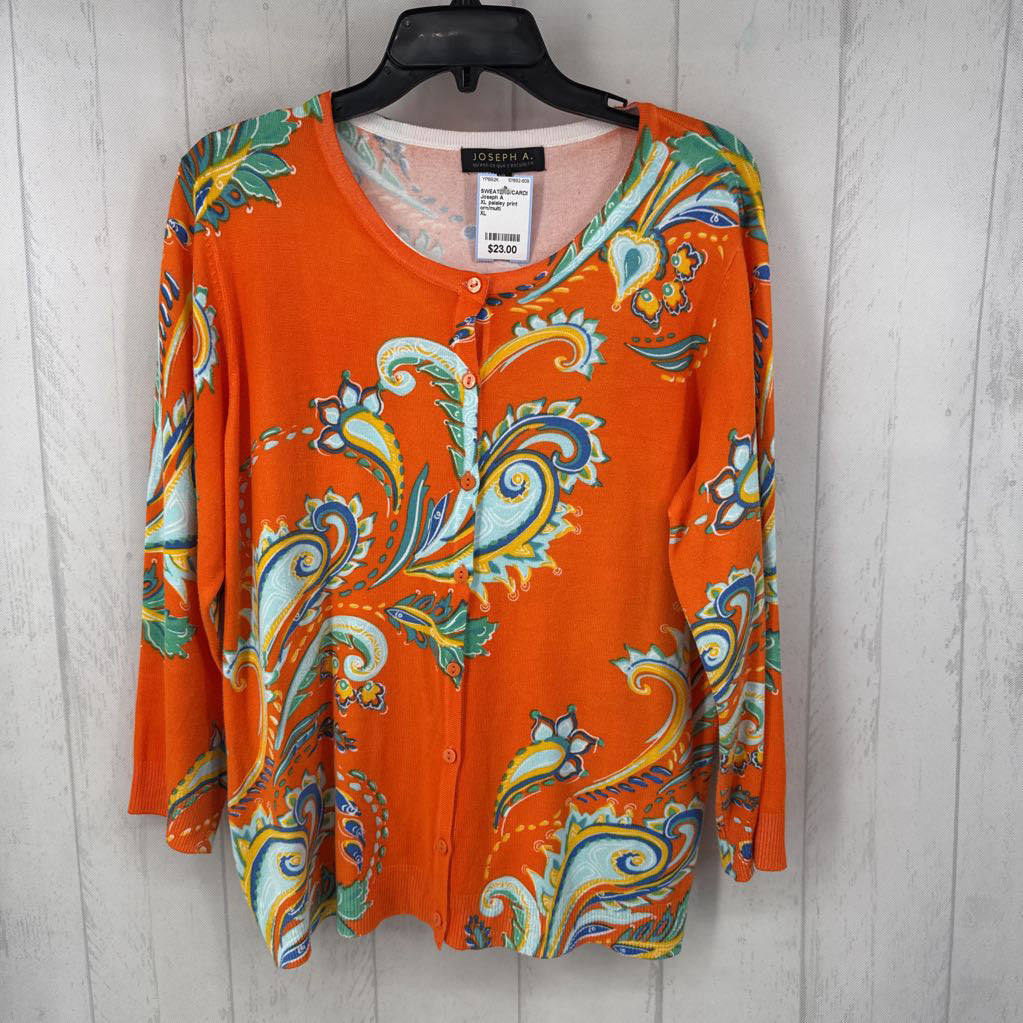 XL paisley print button down cardi
