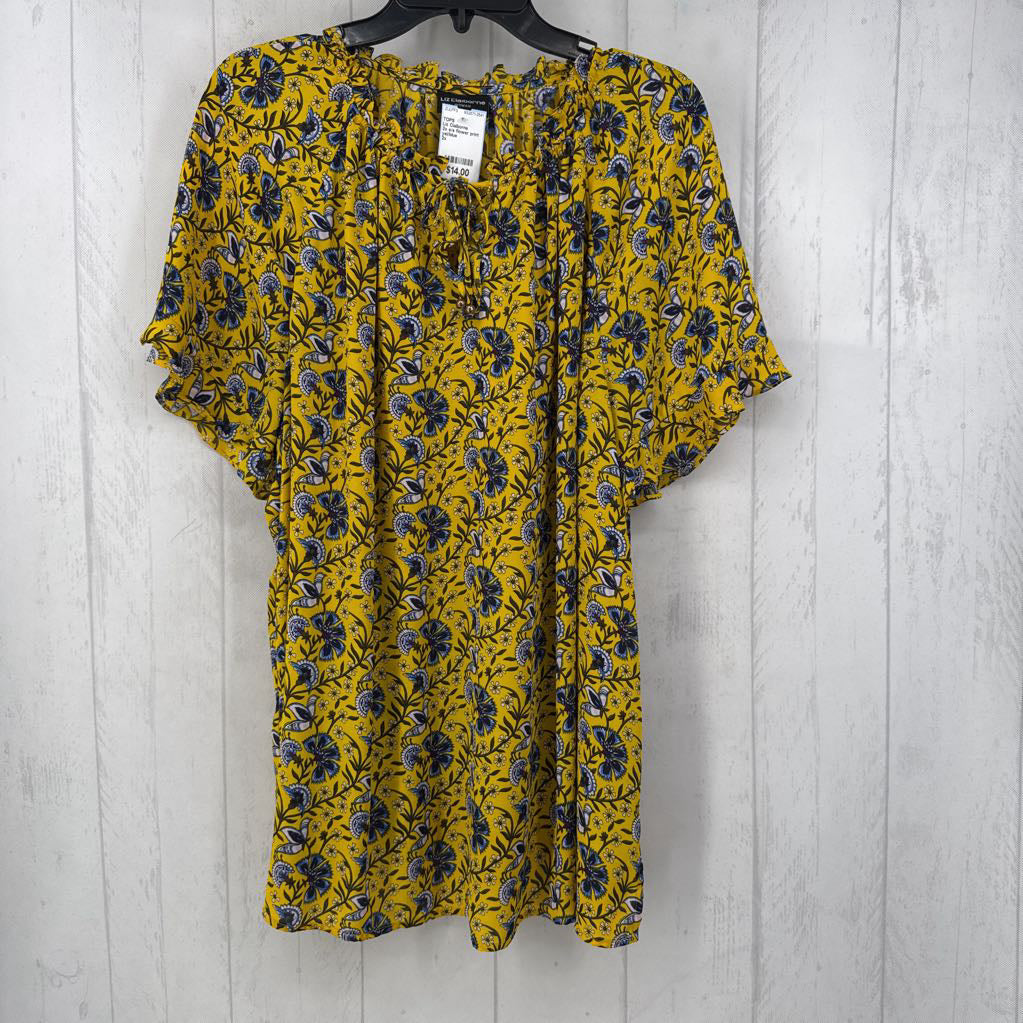 2x s/s flower print keyhole top