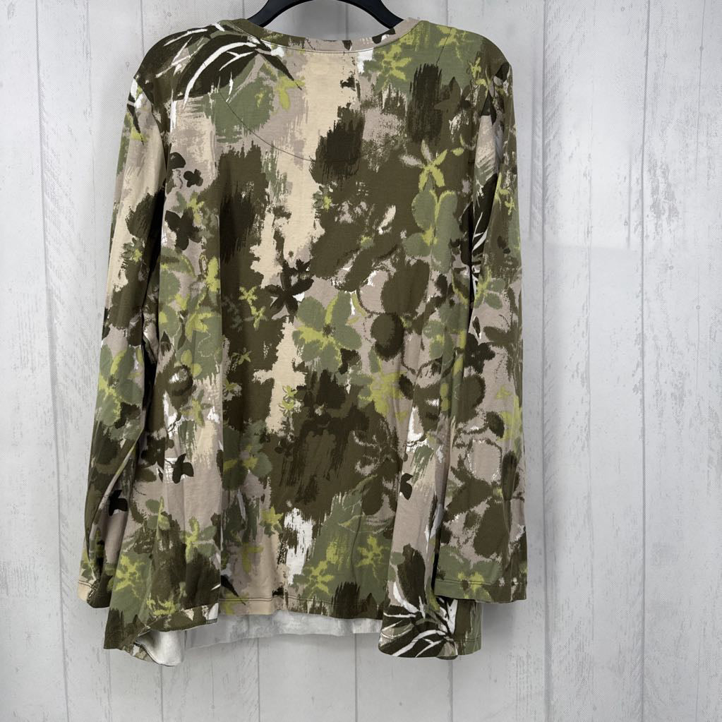 3x l/s leaf print top