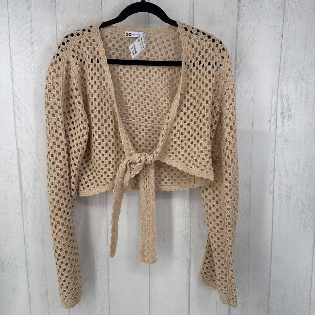 L crochet tie front cardi