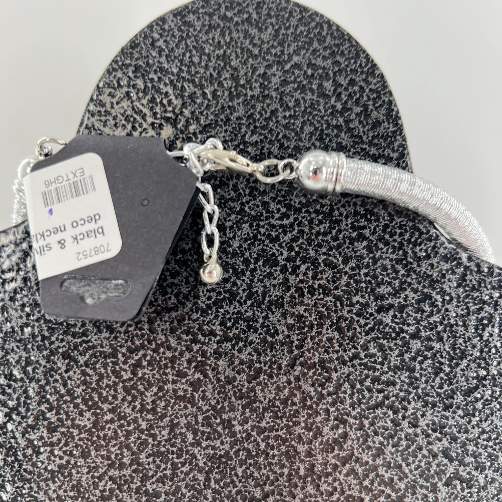 black & silver art deco necklace