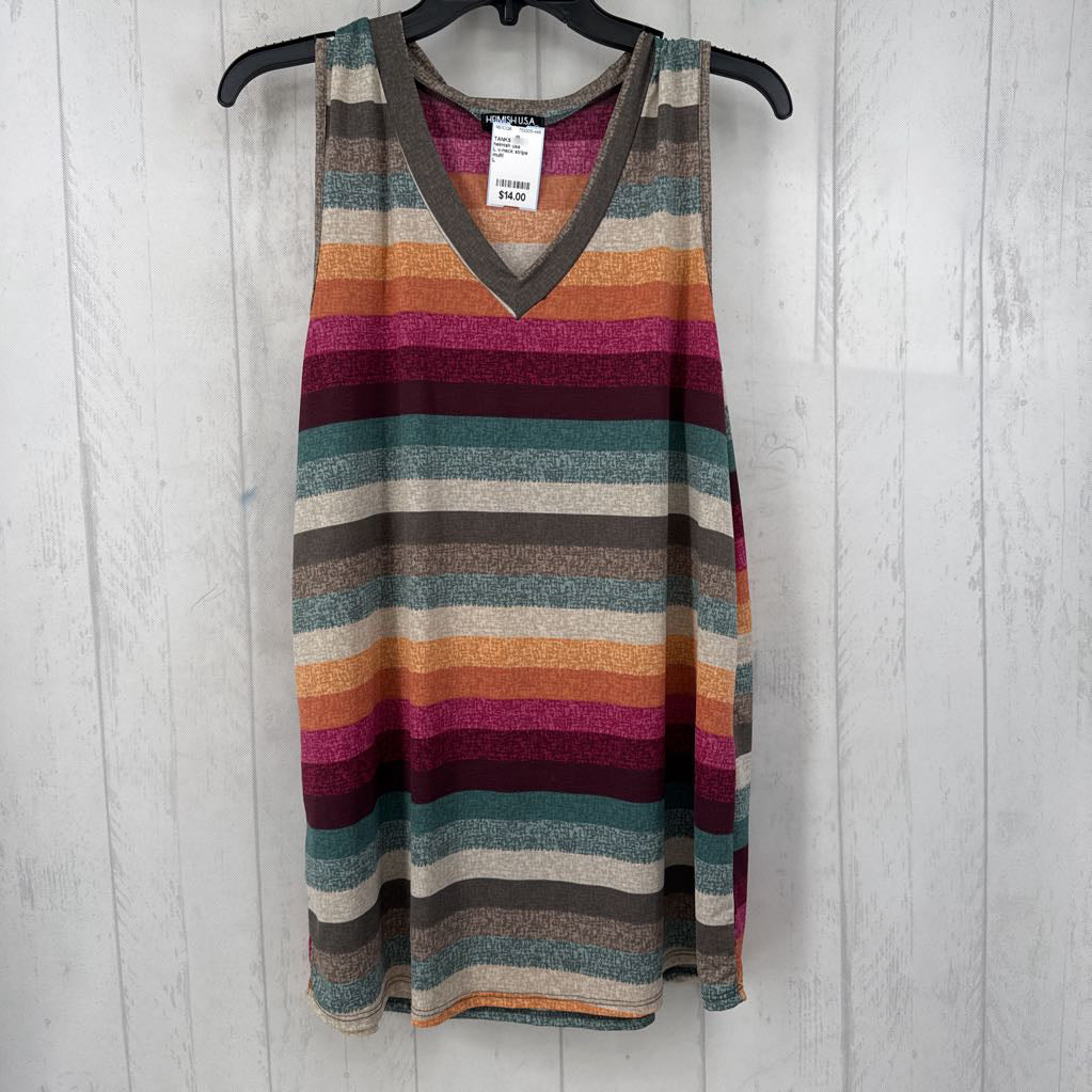 L v-neck stripe tank