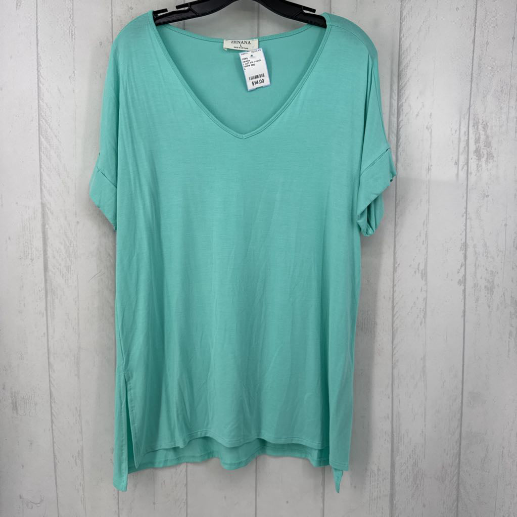 L cuff s/s v-neck top