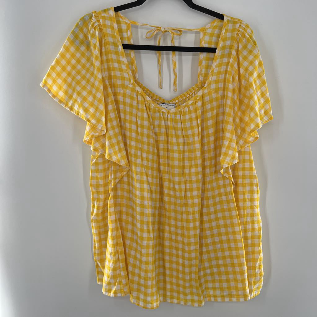 XXL ruffle slv check top