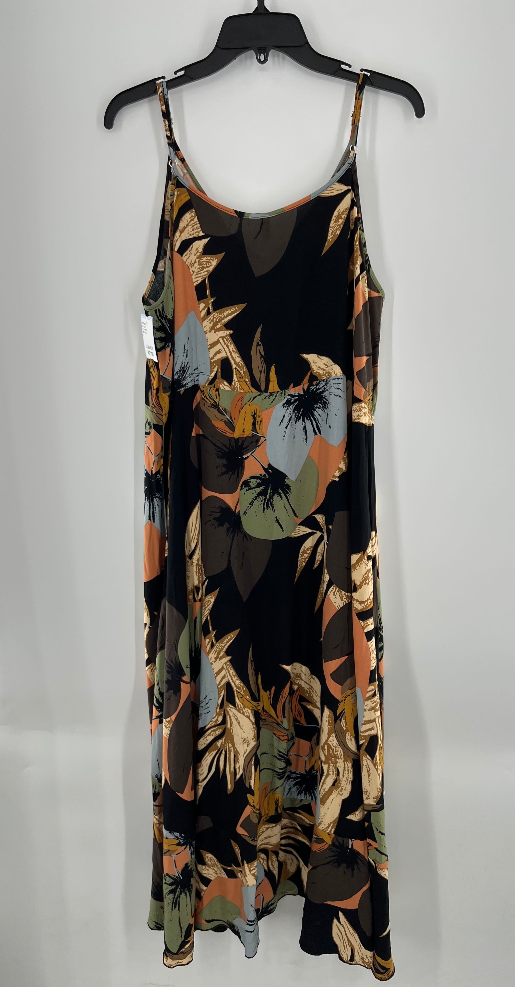 L printed drawstring waist sundress