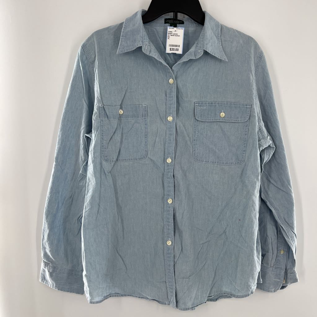 XL denim button down l/s top