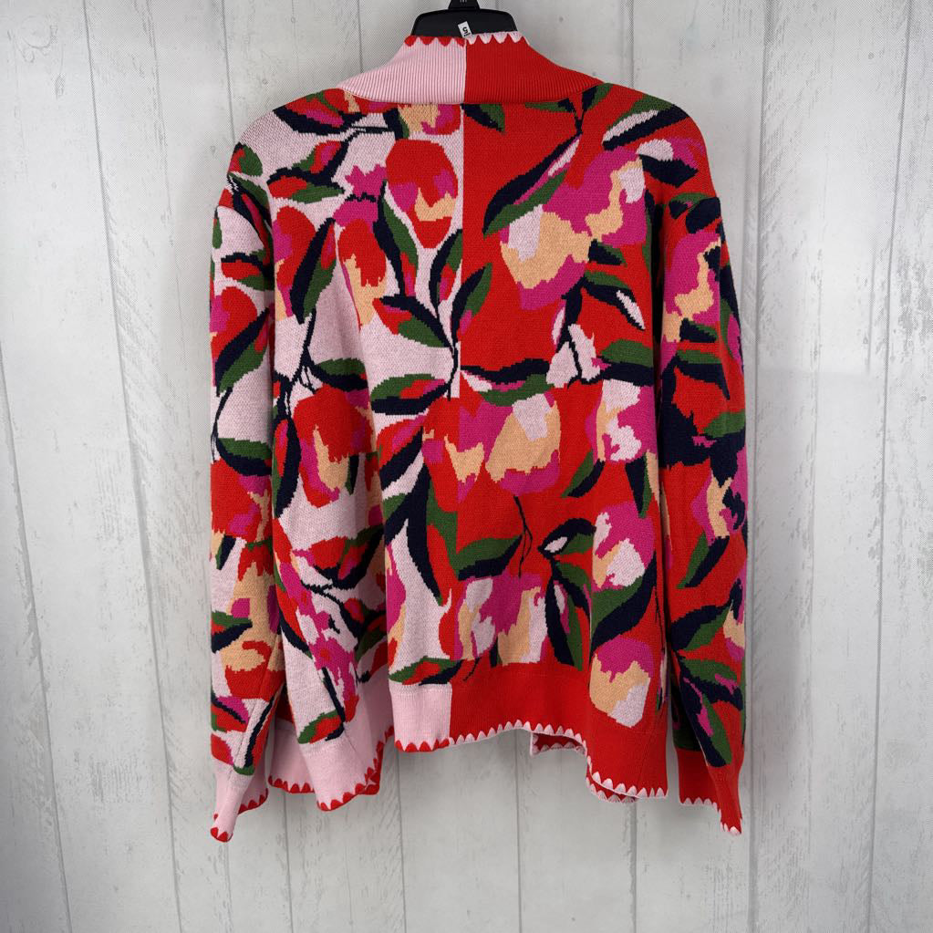 M l/s floral button cardigan