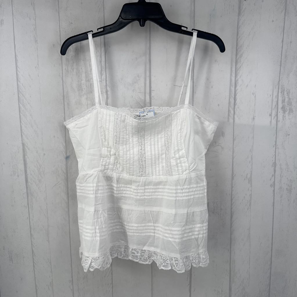 L pleated lace hem tank