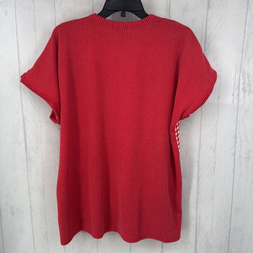 L cuff slv star/check top