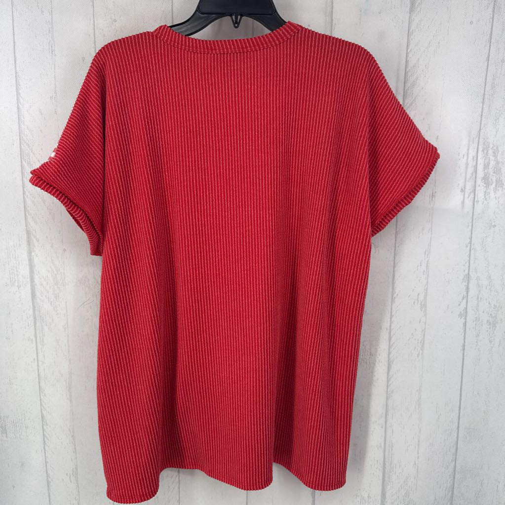 L cuff slv star/check top