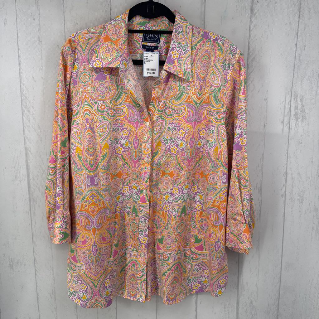 2x l/s paisley button shirt