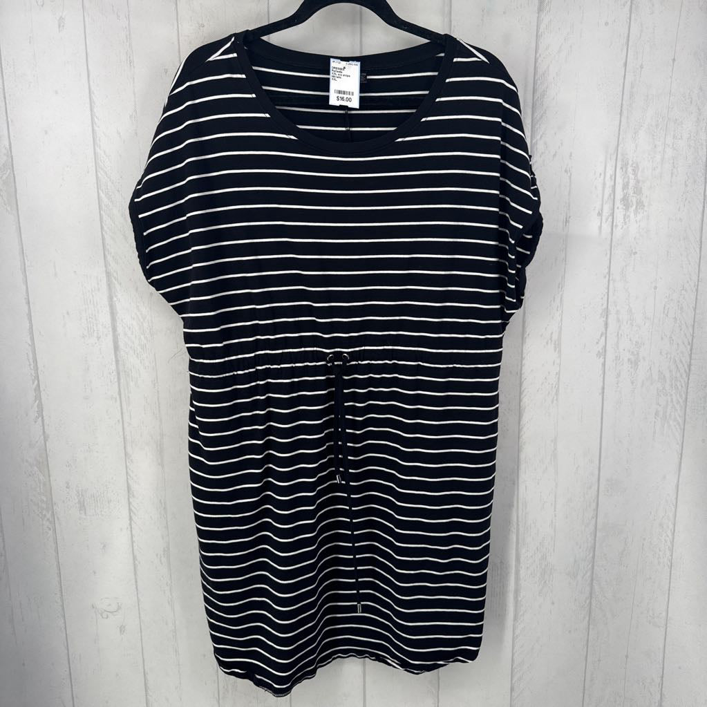 XXL s/s stripe drawstring dress