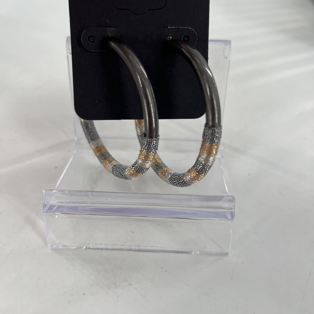 gunmetal & gold hoop earrings
