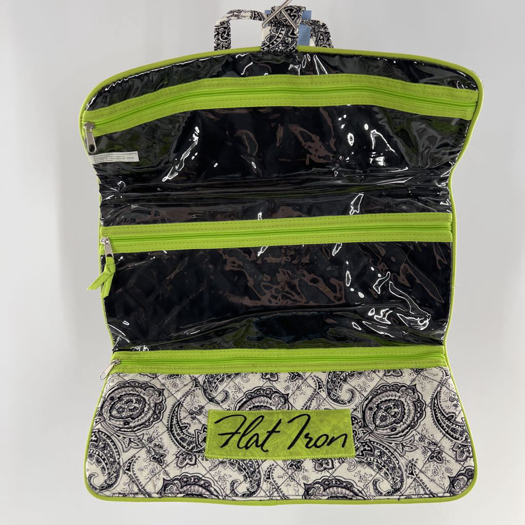 quilted paisley print travel cosmetic bag