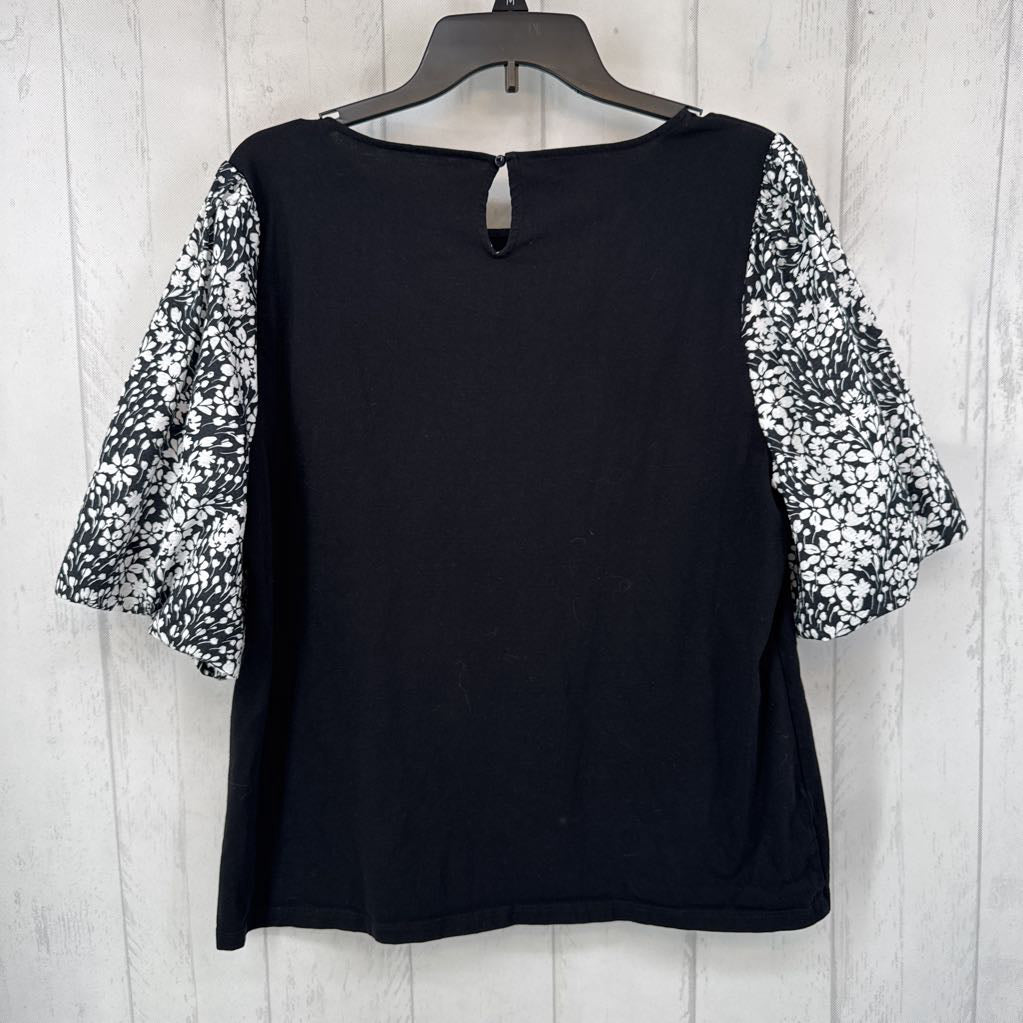 XL flo print slv s/s top