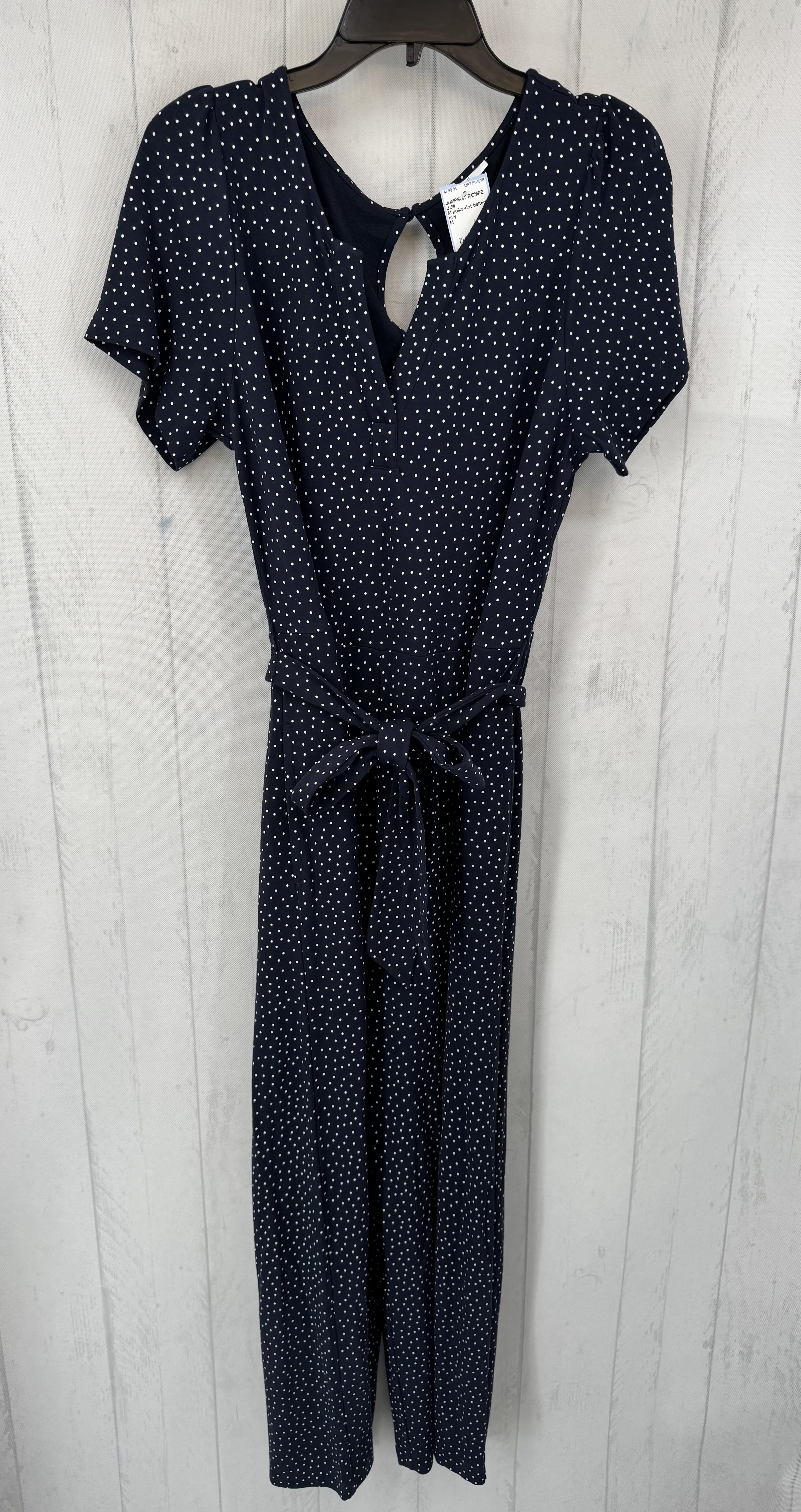 M polka-dot belted s/s jumpsuit