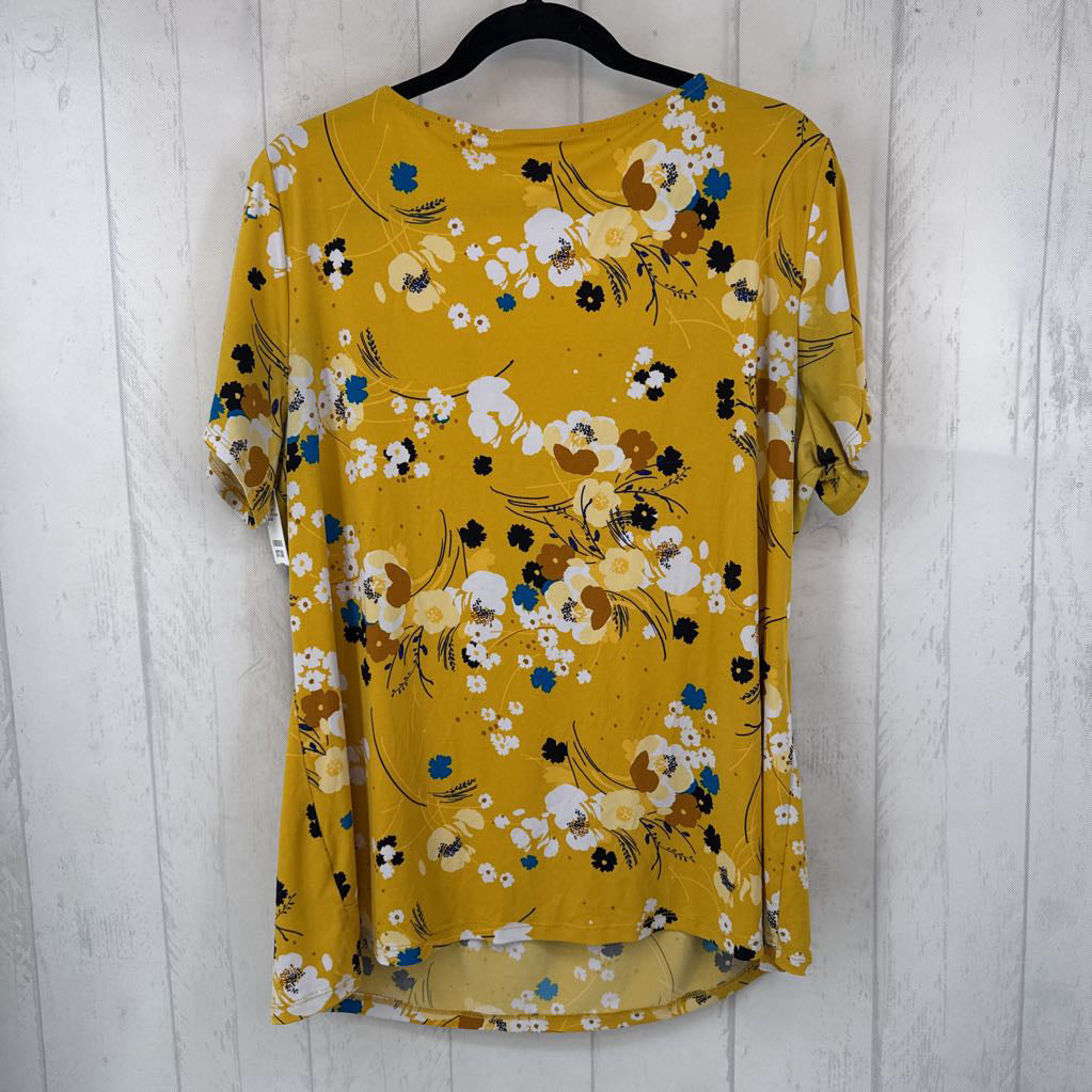 1X flo print scoop neck s/s tee