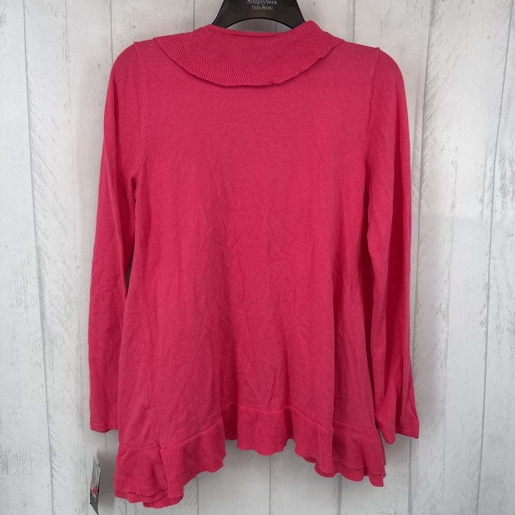 R80 XL ruffled open front cardi