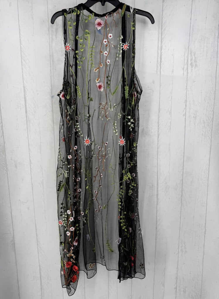 3X flo embroidered sheer long vest
