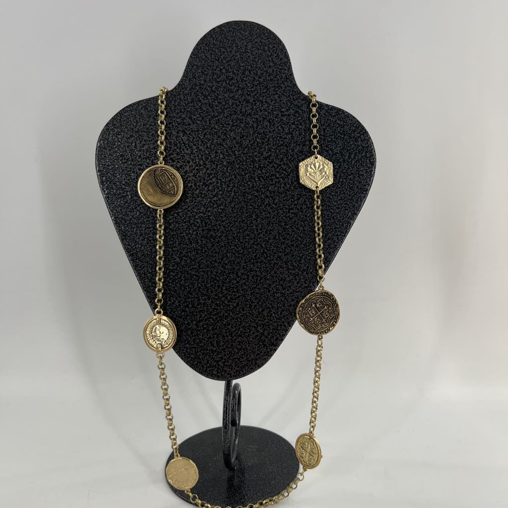 gold tone coin necklace