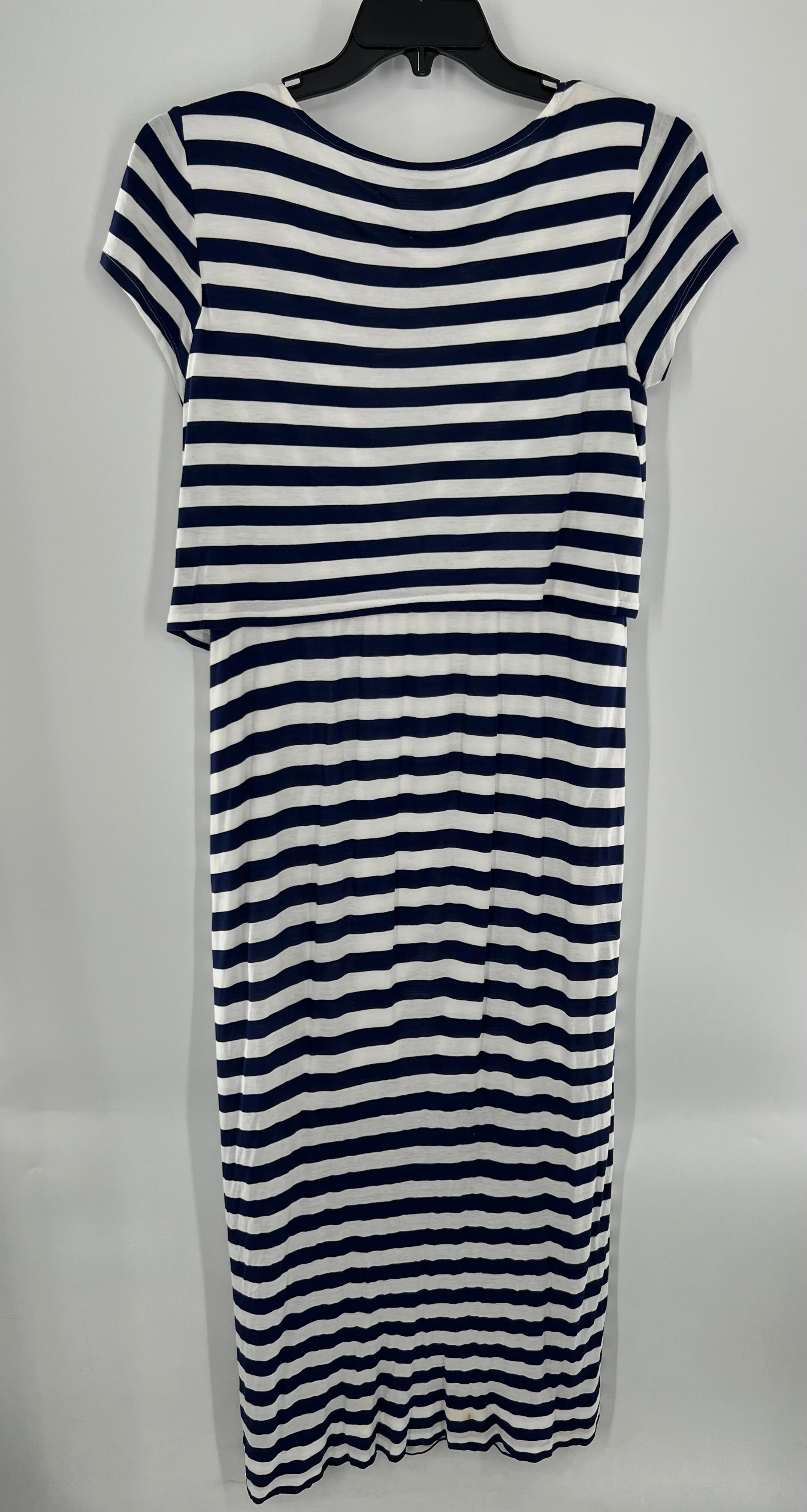 L s/s stripe knotted maxi dress