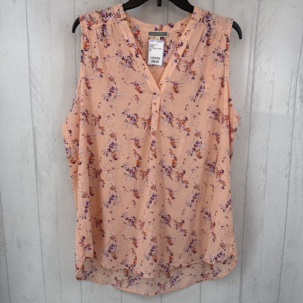 XL flo print v-neck tank