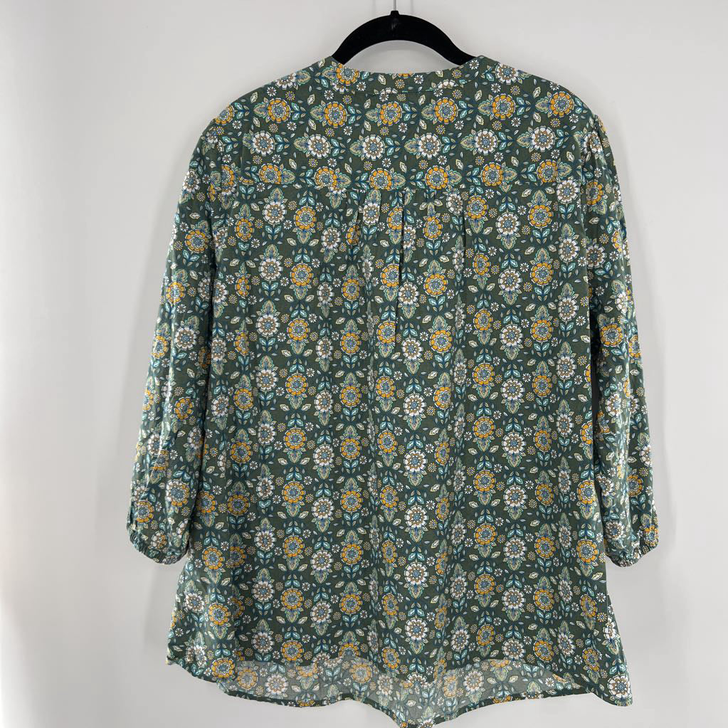 XXL elbow slv flower print top