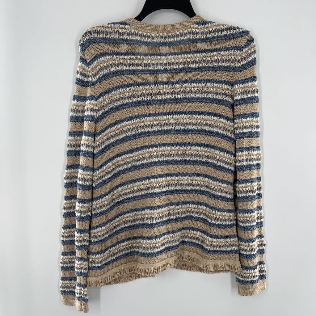 M l/s stripe eye hook cardigan