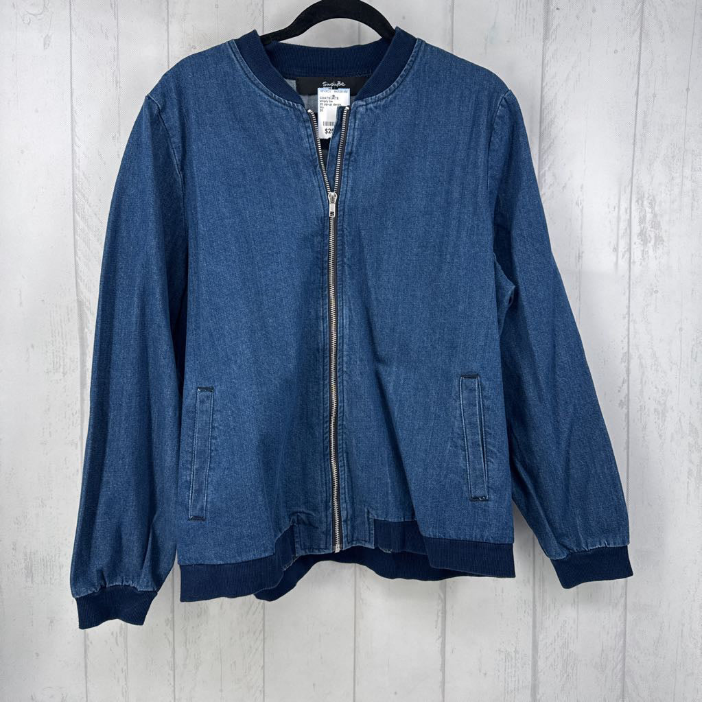 20 zip-up denim bomber jacket