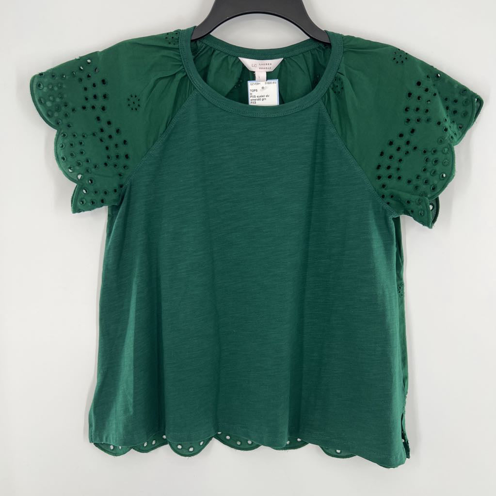 PXS eyelet slv scoop neck top