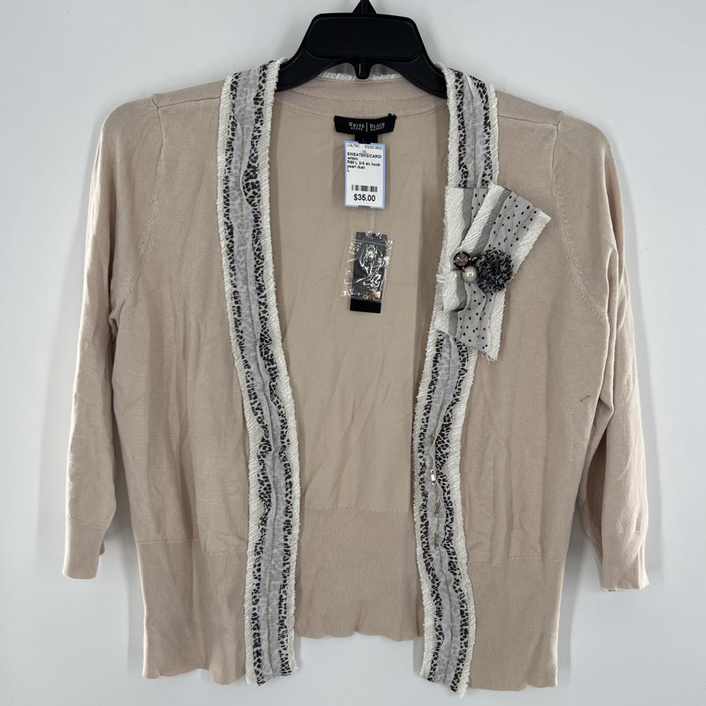 R98 L 3/4 slv hook & eye cardigan