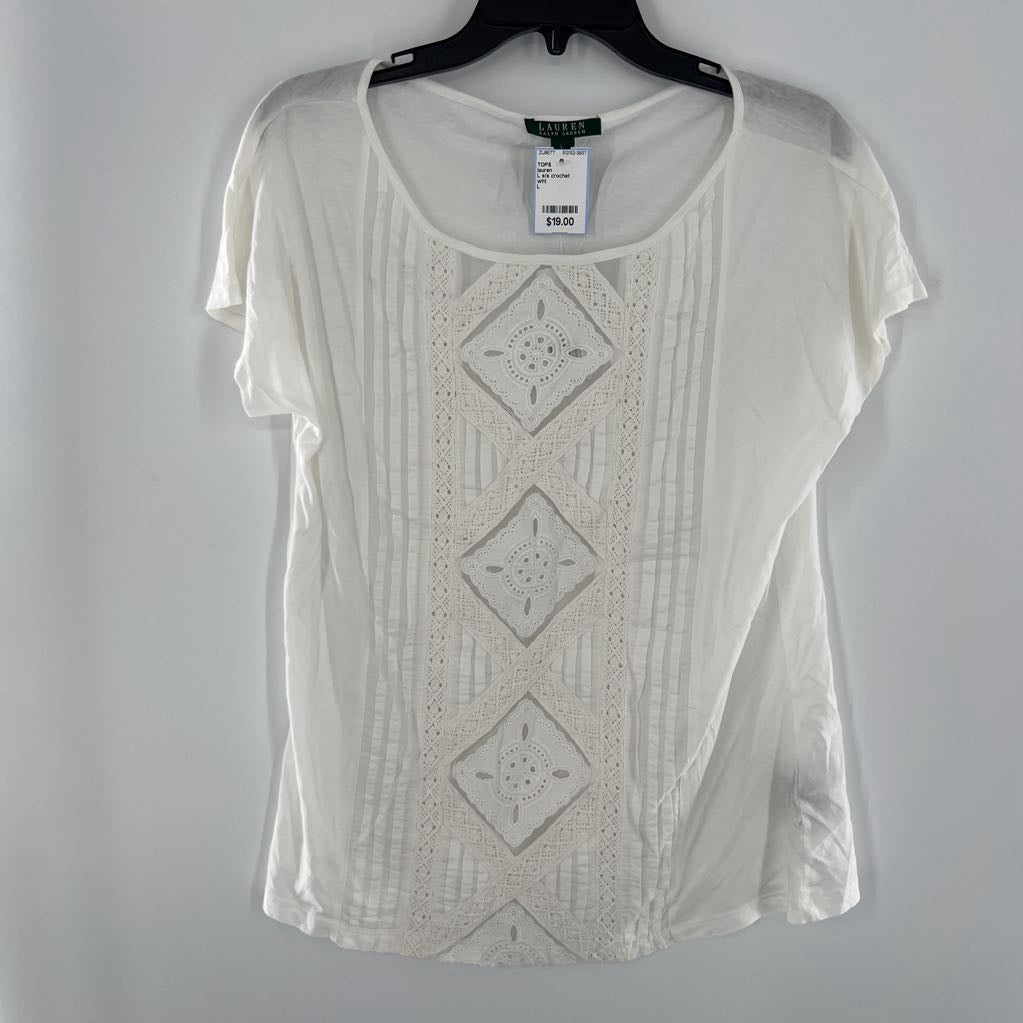 L s/s crochet pleated top