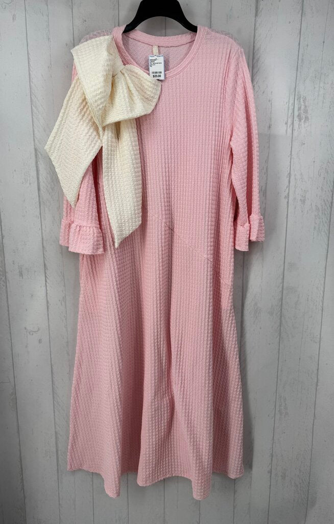 1XL textured bow accent l/s dress