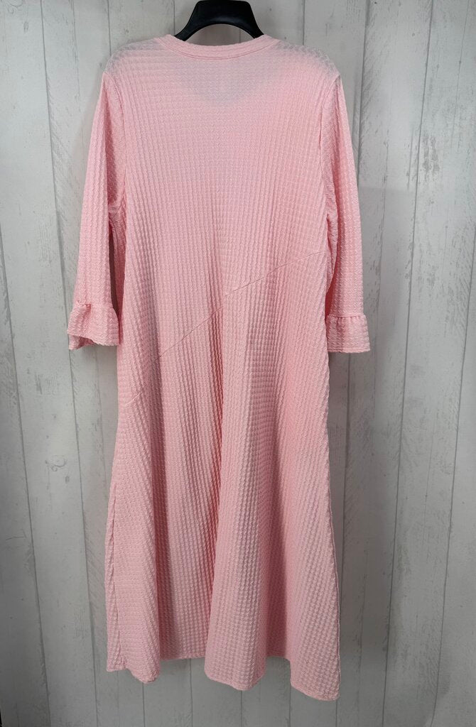1XL textured bow accent l/s dress