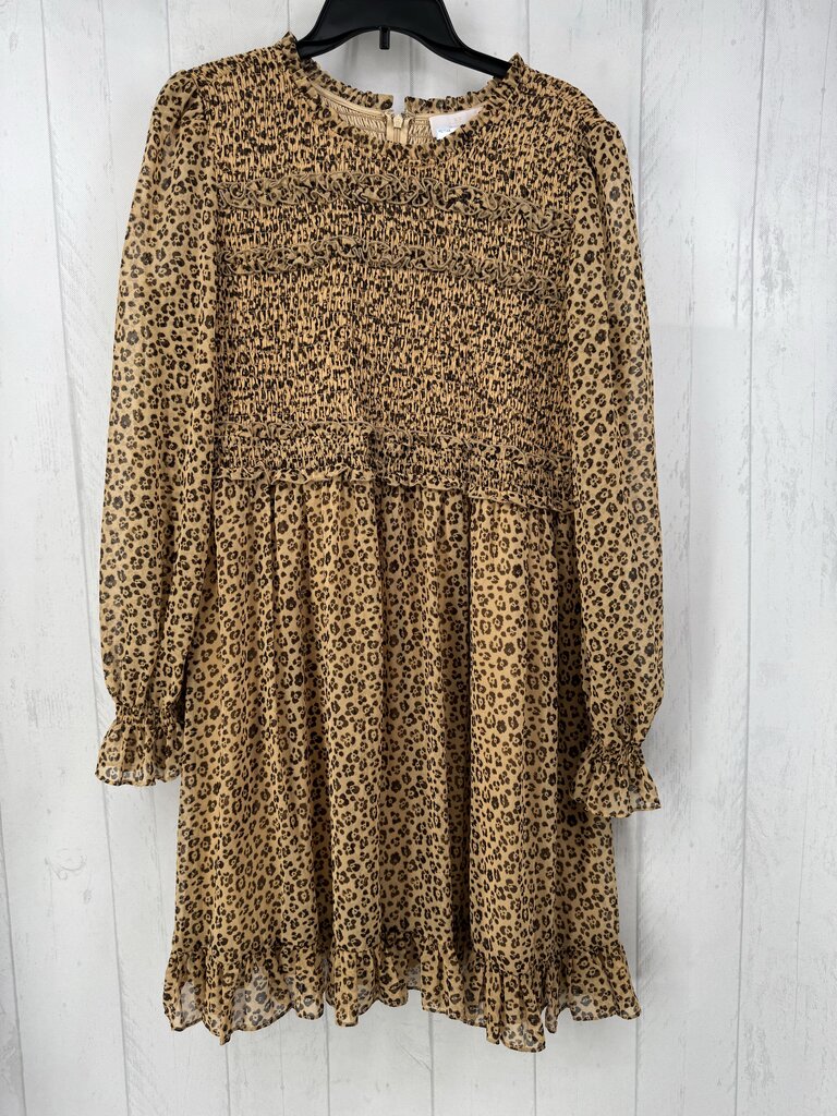 XL animal print smocked l/s dress