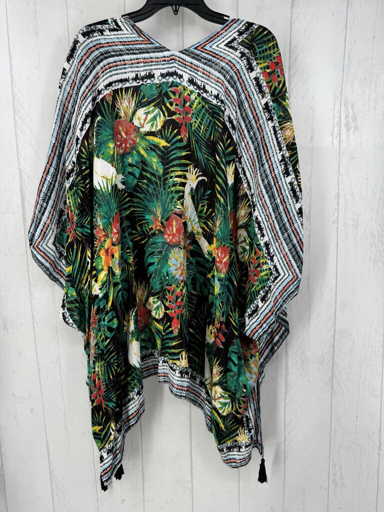 O/S tropical print ruana