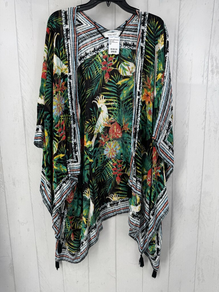 O/S tropical print ruana