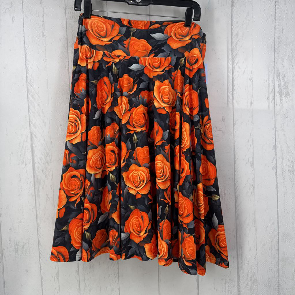 O/S flo print pull-on skirt