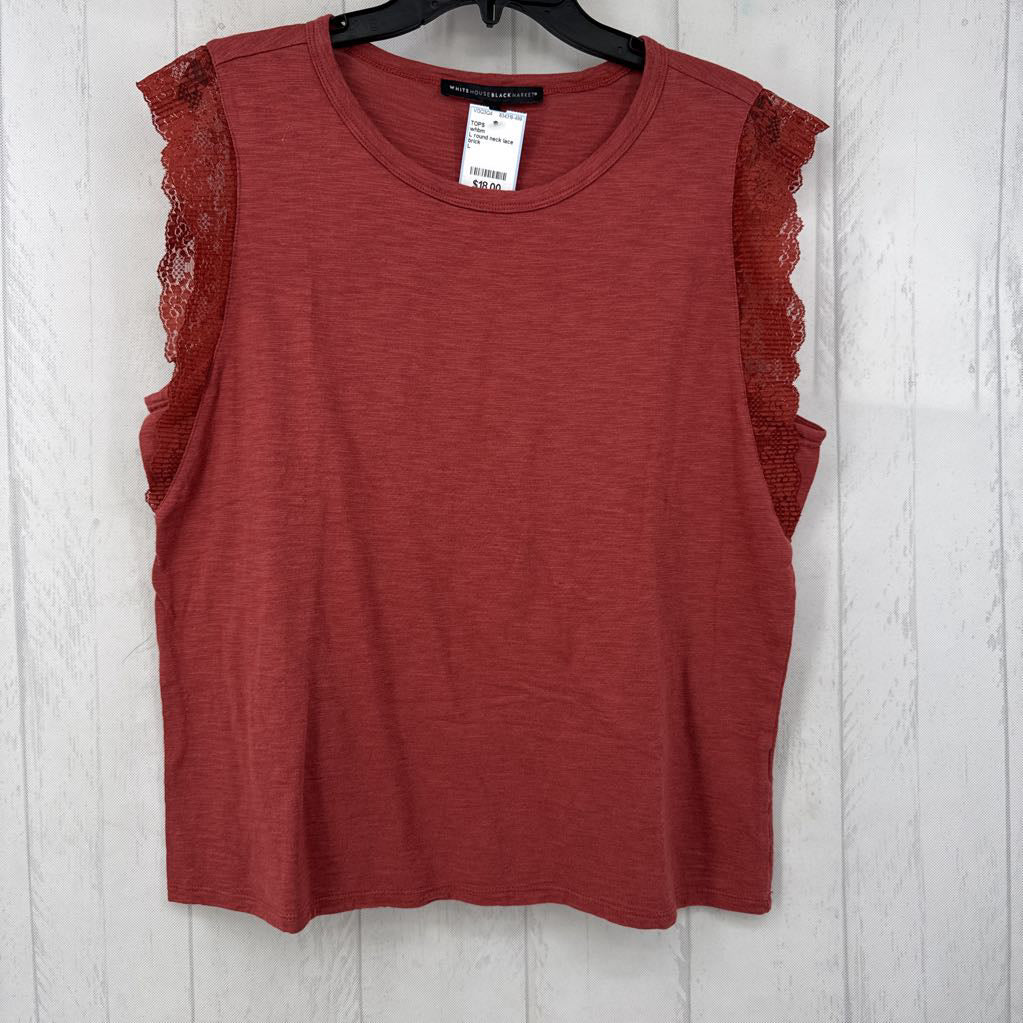 L round neck lace slv tee