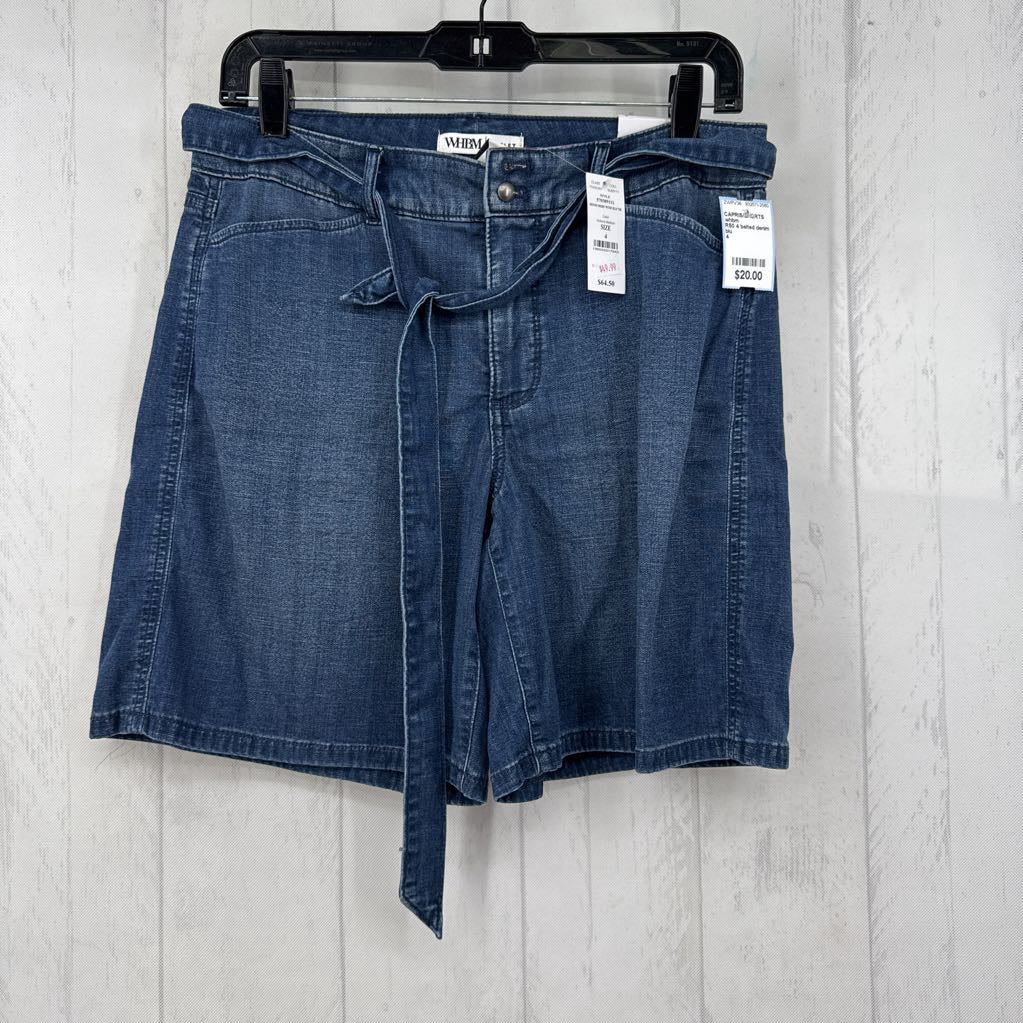R50 4 belted denim shorts