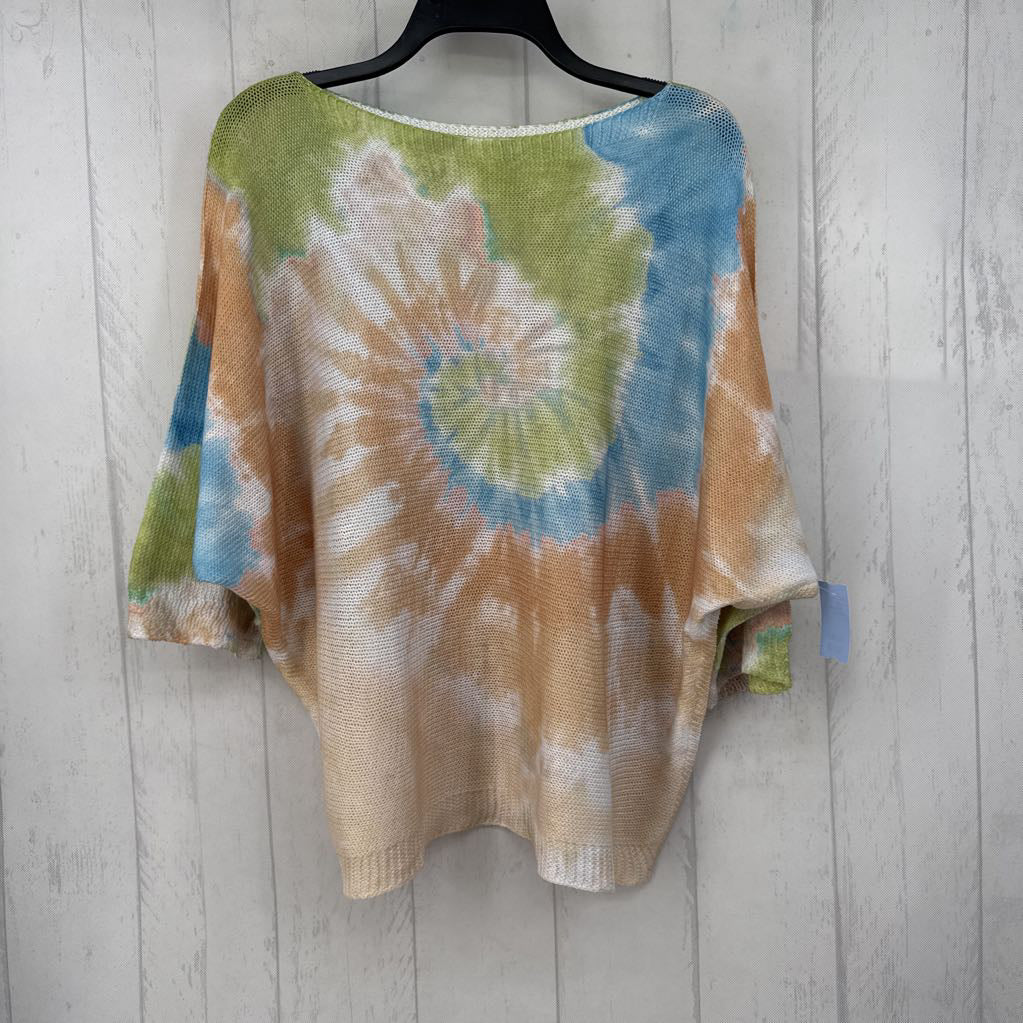 XL tie dye knit dolman slv top