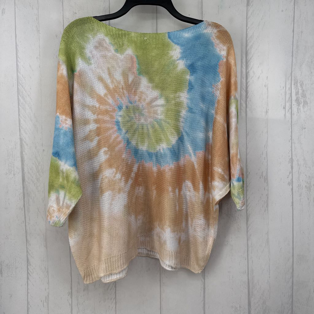 XL tie dye knit dolman slv top