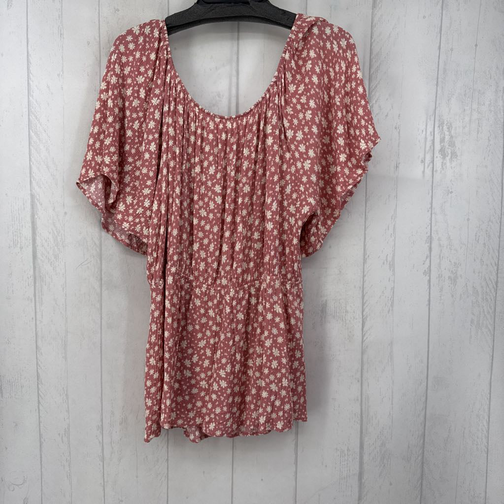 XXL flo print s/s peplum top