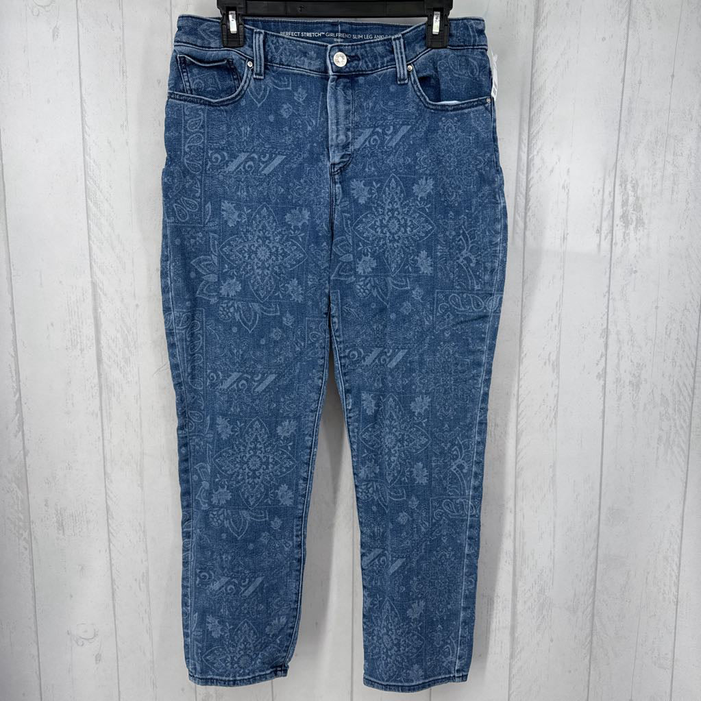 M printed slim leg jean