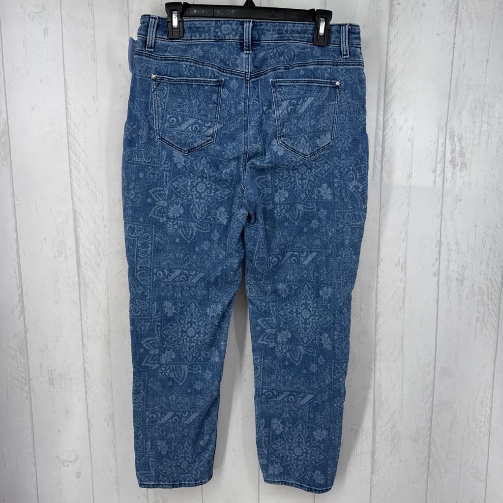 M printed slim leg jean