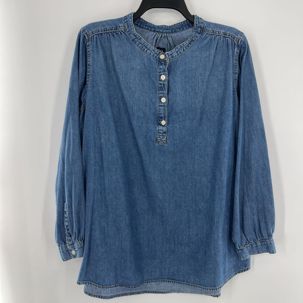 XL quarter button down l/s denim top