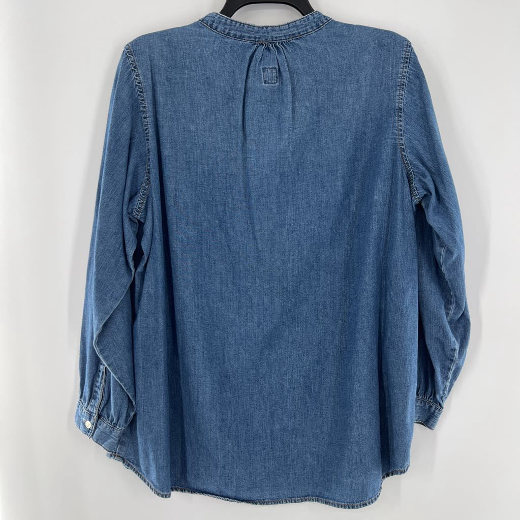 XL quarter button down l/s denim top