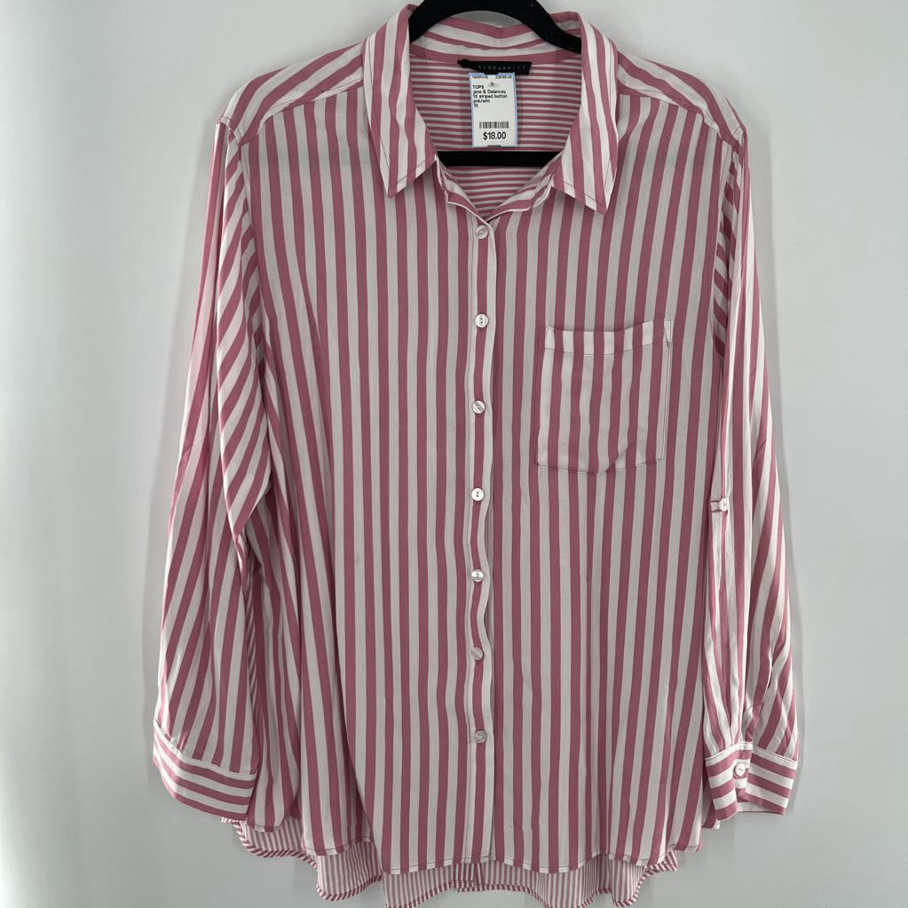 1X striped button down l/s top